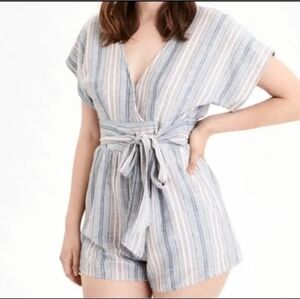 AMERICAN EAGLE Women's Striped Jumpsuit Romper Belted